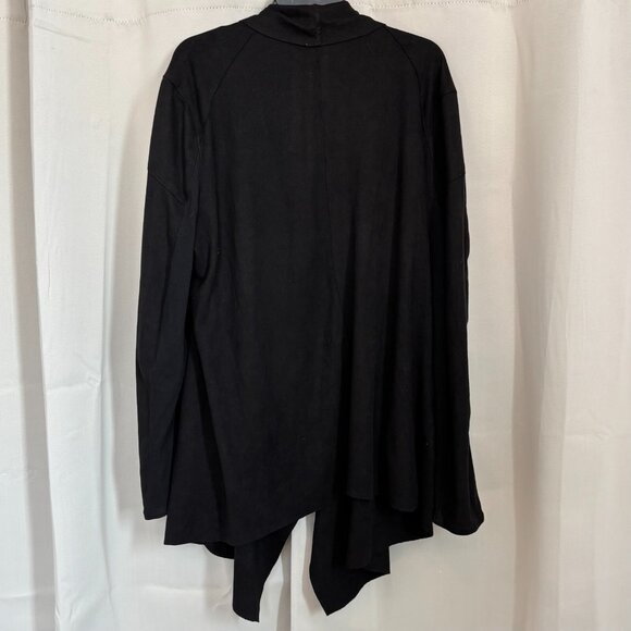 Blank Nyc Womens Cardigan XXL Black Faux Suede Moto Grunge Y2K Asymetrical 18363 - Picture 2 of 10